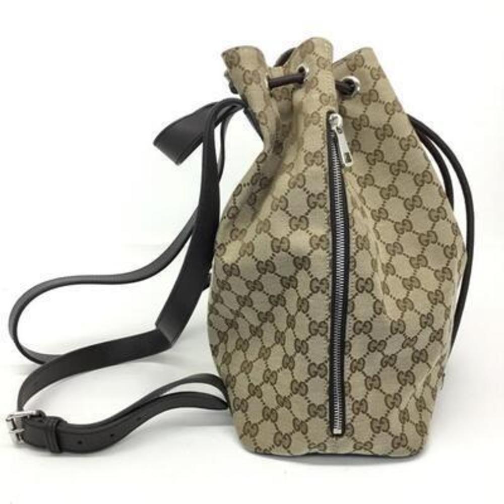Gucci Drawstring Leather Backpack Beige Brown - image 2